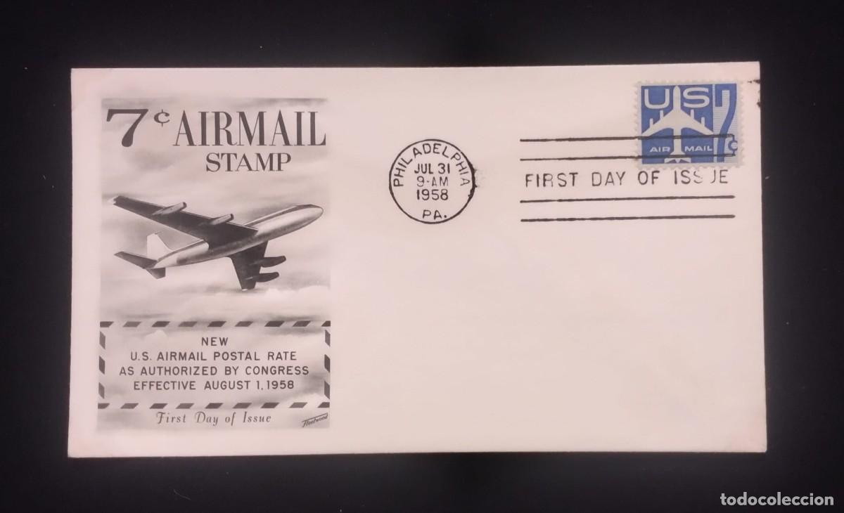 Sellos: TS) 1958 UNITED STATES, FDC, AIRMAIL.