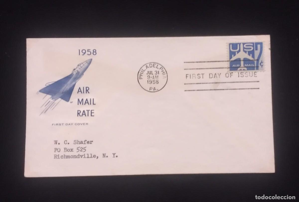 Sellos: TS) 1958 UNITED STATES, FDC, AIRMAIL.