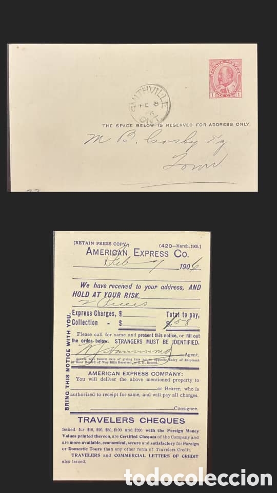 Sellos: CA)United States, 1906, Postal and Express Receipt. Envelope franked with red Benjamin Franklin stam