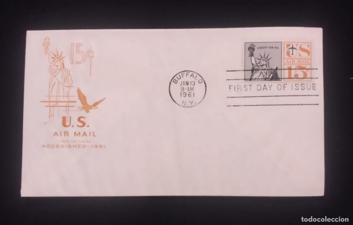 Sellos: TS) 1961 UNITED STATES, FDC, AIRMAIL,WITH THE STATUE OF LIBERTY.