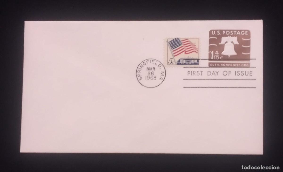 Sellos: TS) 1968 UNITED STATES, FDC,WITH THE FLAG, THE WHITE HOUSE AND THE LIBERTY BELL.