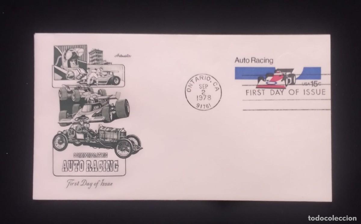 Sellos: TS) 1978 UNITED STATES,FDC,COMMEMORATING AUTO RACING.