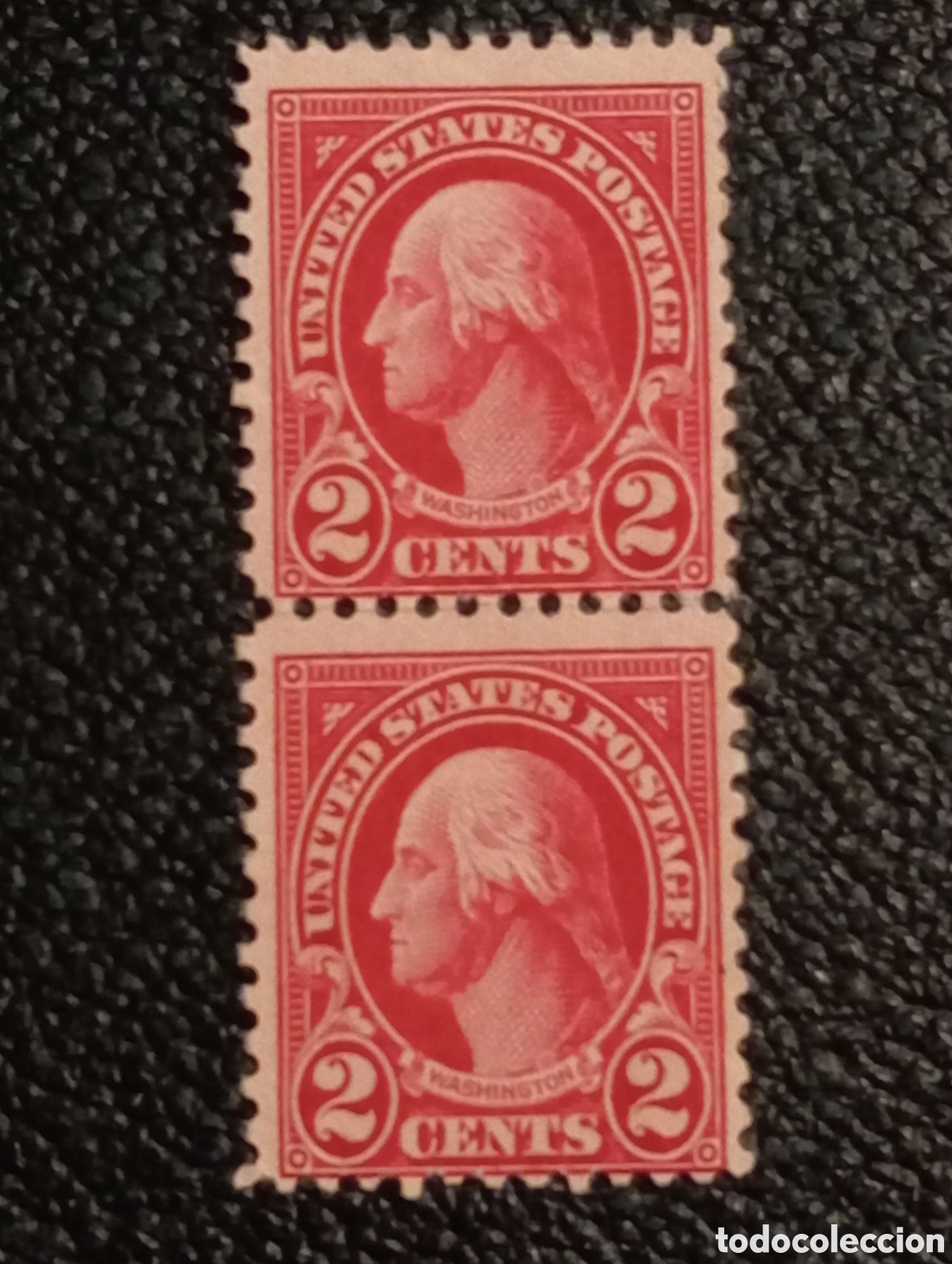 Selos: Sello EEUU 1923 George Washington 2c Carm&iacute;n Pareja Vertical Scott #554