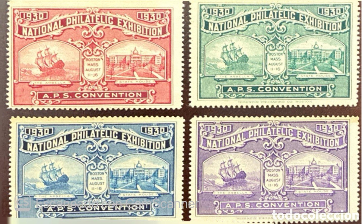 Sellos: CA)United States, 1930, National Philatelic Exhibition and A.P.S. Convention. Commemorative set of f