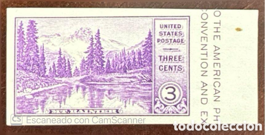 Sellos: CA)United States, 1930s, Mount Rainier Philatelic Convention. Purple 3‑cent stamp depicting Mount Ra