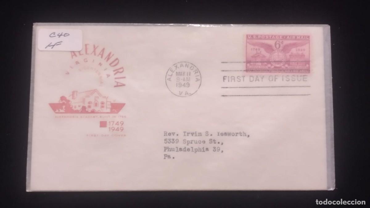 Sellos: TS) 1949 UNITED STATES, FDC, AIRMAIL,THE BICENTENNIAL OF THE CITY OF ALEXANDRIA IS BEING CELEBRATED