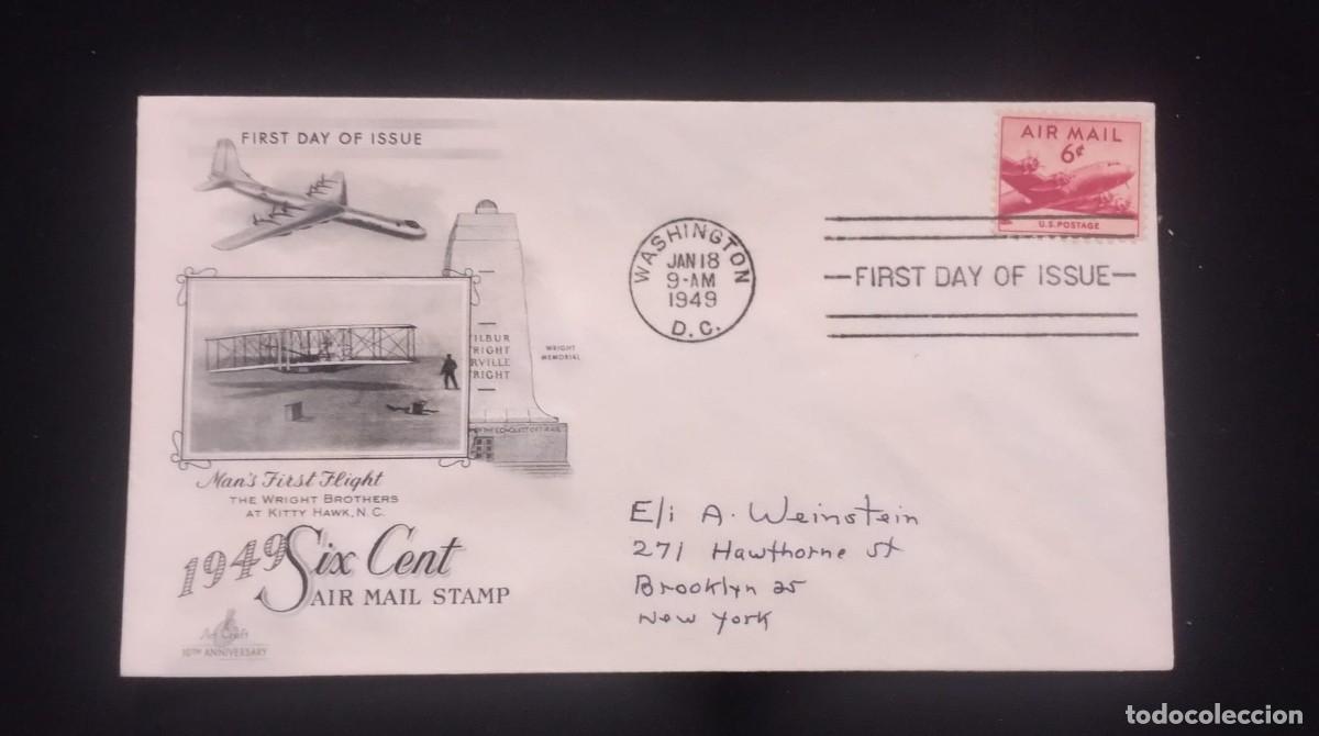 Sellos: TS) 1949 UNITED STATES, FDC, AIRMAIL, COMMEMORATE THE WRIGHT BROTHERS' FIRST FLIGHT AT KITTY HAWK AN