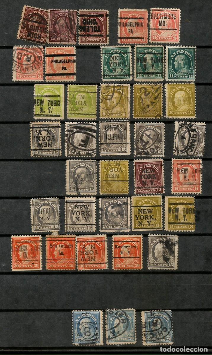 Sellos: EEUU - 37 SELLOS BENJAMIN FRANKLIN - CIRCULADOS Y PRECANCELADOS - OCASI&Oacute;N