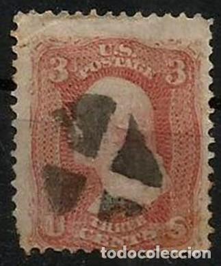Sellos: EEUU - 1867 - WASHINGTON - PARRILLA 13 X 9 MM - CIRCULADO EN FLOR