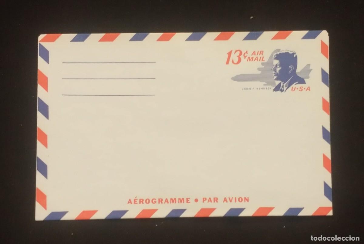 Sellos: TS) 1967 UNITED STATES, AEROGRAM, IN HONOR OF JOHN F. KENNEDY, IT WAS OFFICIALLY ISSUED ON MAY 29 AN