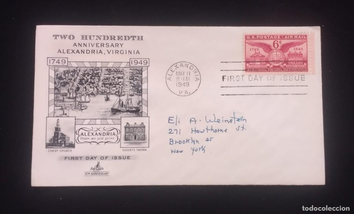 Sellos: TS) 1949 UNITED STATES,FDC, AIRMAIL, AND ALEXANDRIA CORPORATION STAMP,VF.