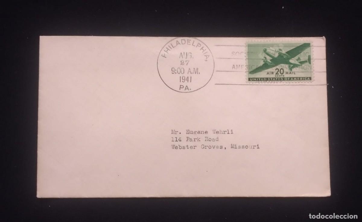 Sellos: TS) 1941 UNITED STATES, CANCELLATION SLOGAN , AIRMAIL,VF.