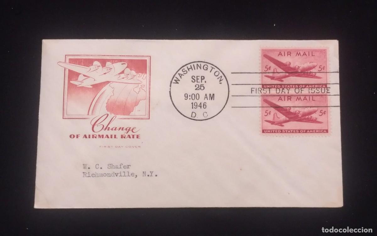 Sellos: TS) 1946 UNITED STATES, FDC, AIRMAIL,WITH THE DOUGLAS DC-4 SKYMASTER,XF.