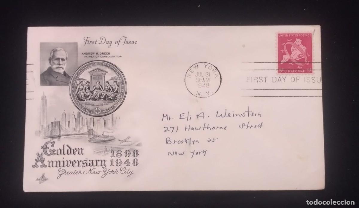 Sellos: TS) 1948 UNITED STATES, AIRMAIL, FDC,WITH ANDREW H. GREEN FATHER OF CONSOLIDATION,VF.