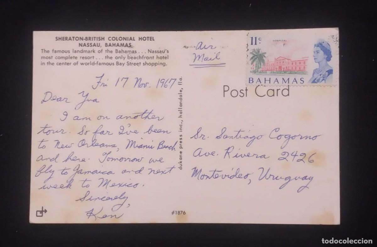 Sellos: TS) 1967 BAHAMAS, POSTCARD, AIRMAIL, COVER SENT TO URUGUAY, BRITISH COMMONWEALTH STAMPS,VF.