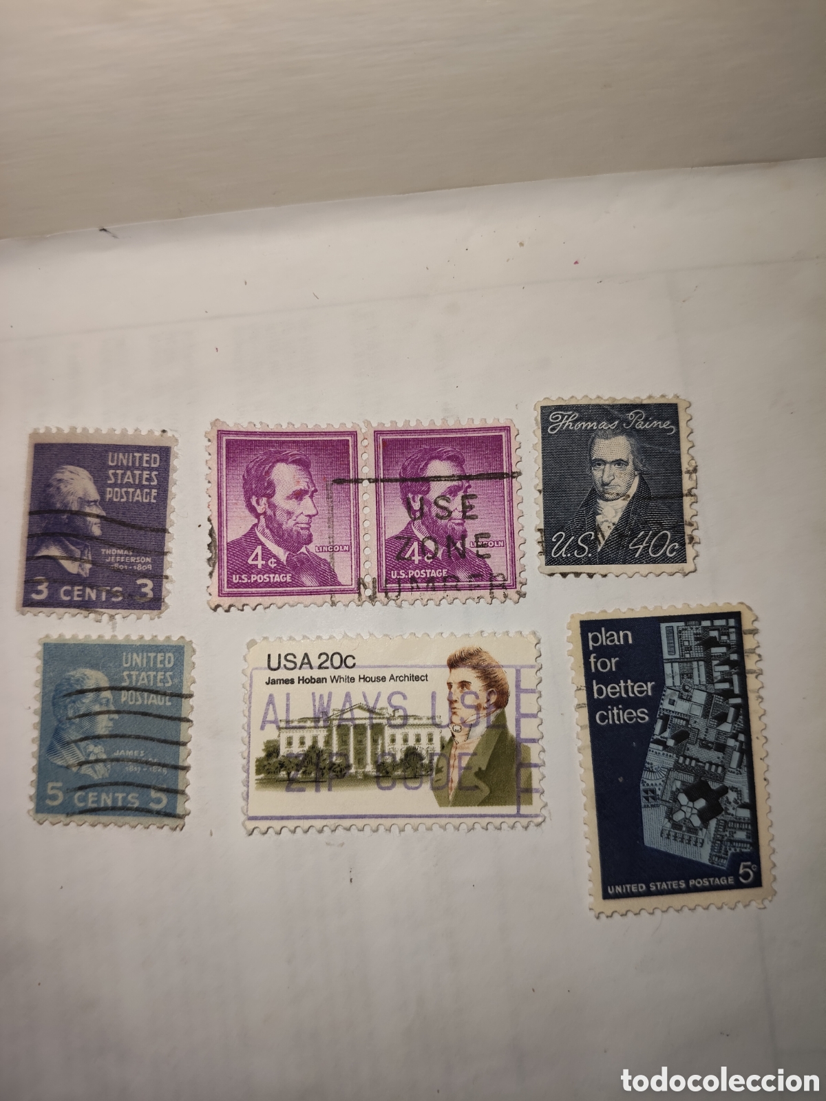 Sellos: 7 sellos antiguos de Estados Unidos usados