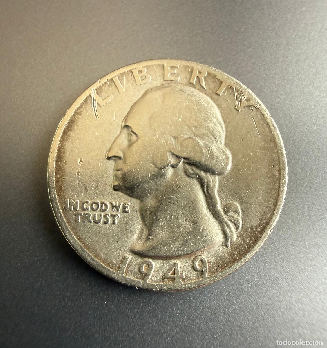 Sellos: 1/4 D&oacute;lar 1949 Washington Quarter Plata Estados Unidos
