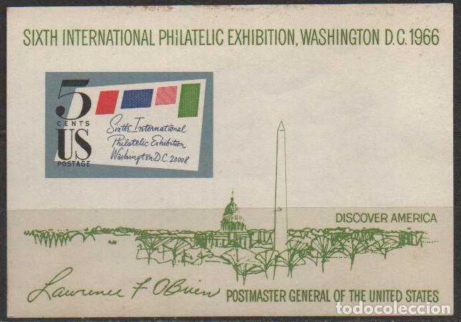 Sellos: ESTADOS UNIDOS IVERT HOJA BLOQUE N&ordm; 10, EXPOSICION MUNDIAL DE FILATELIA EN WASHINGTON, NUEVO ***