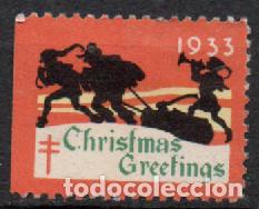 Sellos: ESTADOS UNIDOS, VI&Ntilde;ETA, NAVIDAD 1933, LLEGSN LOS REGALOS, NUEVA