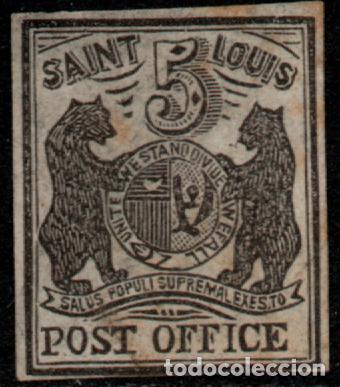 Sellos: Estados Unidos, Saint Louis (1845) Oso de Saint Louis, sello provisional del Post-Marters, Escudo