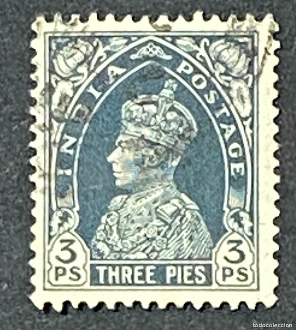 Sellos: Francobollo India Britannica 1937 Re Giorgio VI 3 Pies Three Pies Usato - India Post