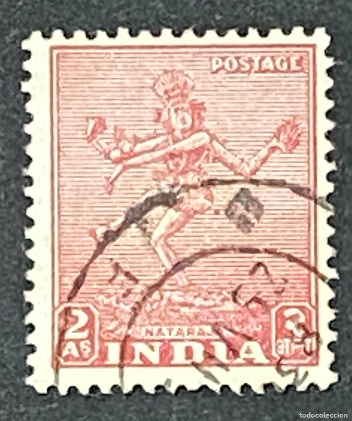 Sellos: Francobollo India 1949 Shiva Nataraja Danza Cosmica 2 As 2 Annas Usato - India Post