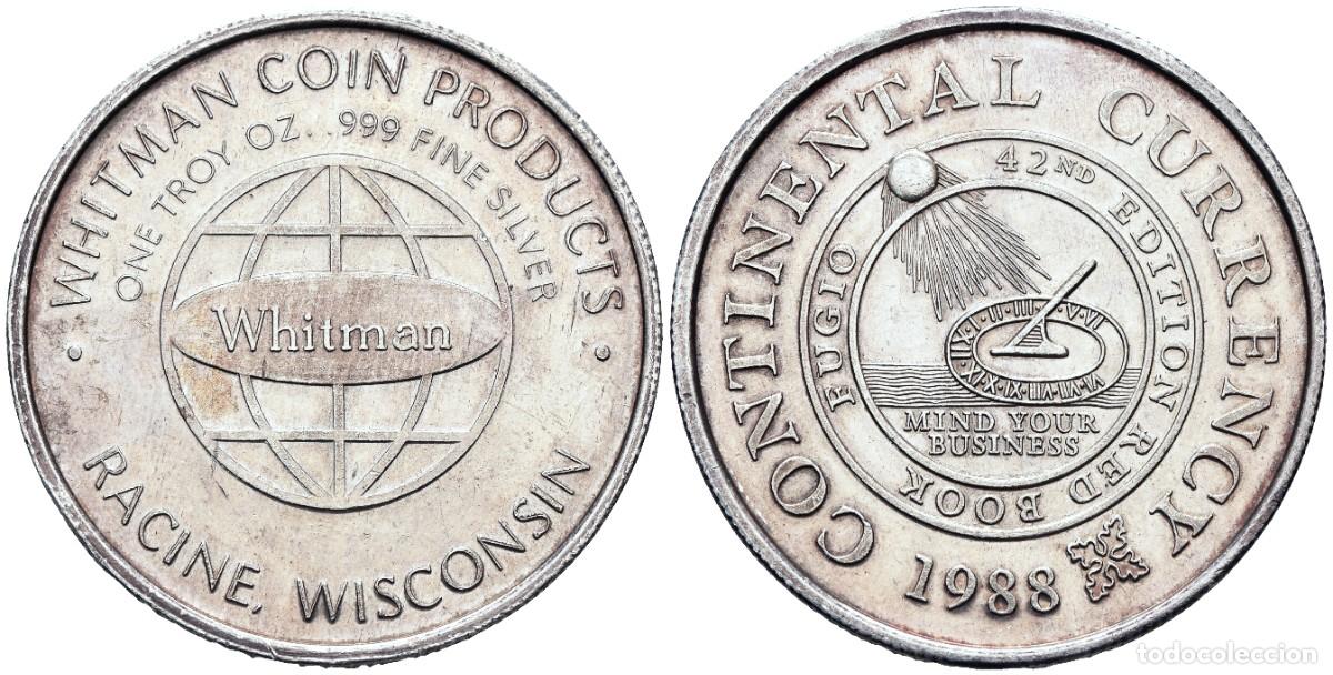Sellos: *** MUY RARA 1 ONZA 1988 ESTADOS UNIDOS. WHITMAN COINS PRODUCTS. FUGIO 42 EDICI&Oacute;N. PLATA ***