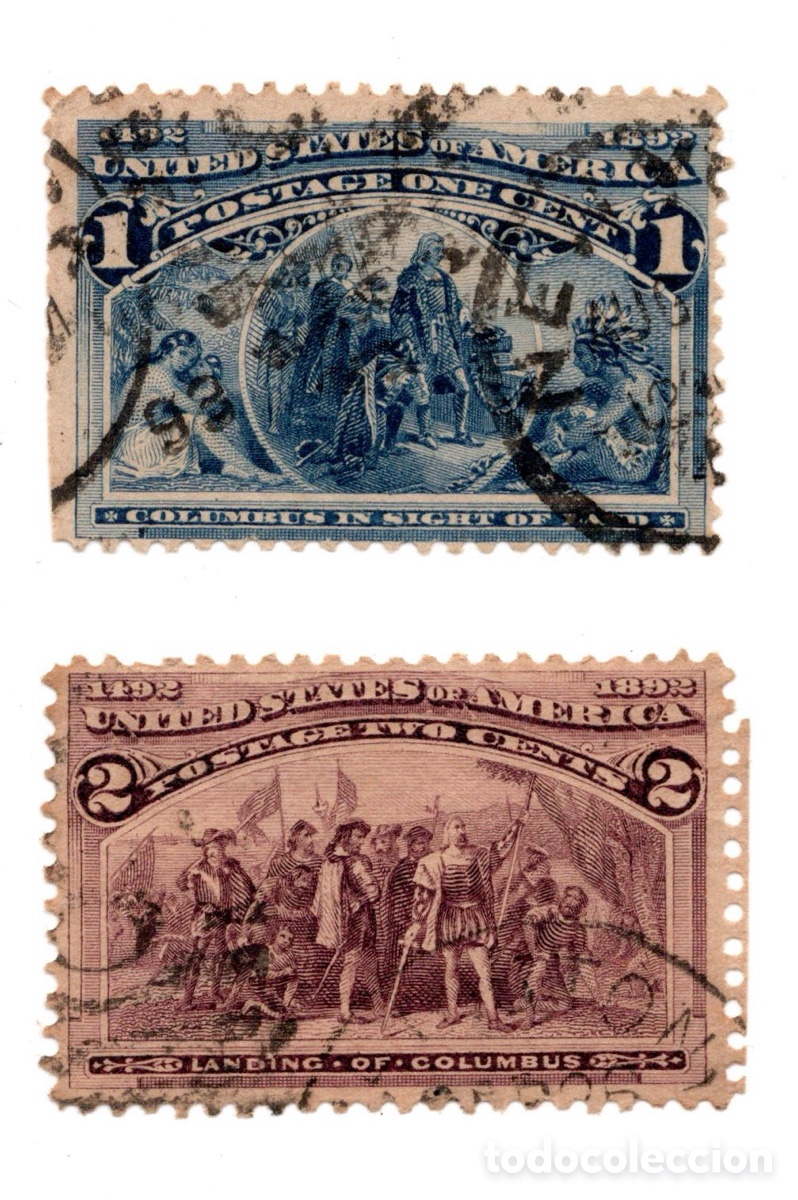 Sellos: EE.UU. 1893 Exposici&oacute;n Colombina - Lote 2 sellos usados (Scott 230-231)