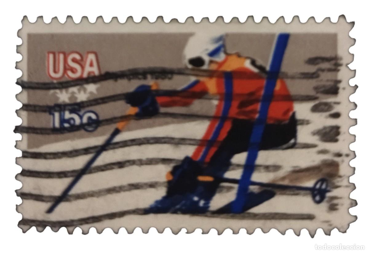 Sellos: ESTADOS UNIDOS 1980 Juegos Ol&iacute;mpicos de Invierno. Lake Placid&acute;80. USADO.