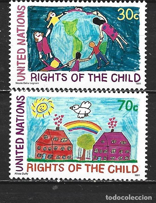 Sellos: NACIONES UNIDAS NUEVA YORK YVERT NUM. 591/592 ** SERIE COMPLETA SIN FIJASELLOS
