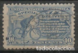 Sellos: ESTADOS UNIDOS IVERT E N&ordm; 6 (A&Ntilde;O 1902), CARTERO EN BICICLETA, ENTREGA ESPECIAL, DELIVERY, USADOCIAL