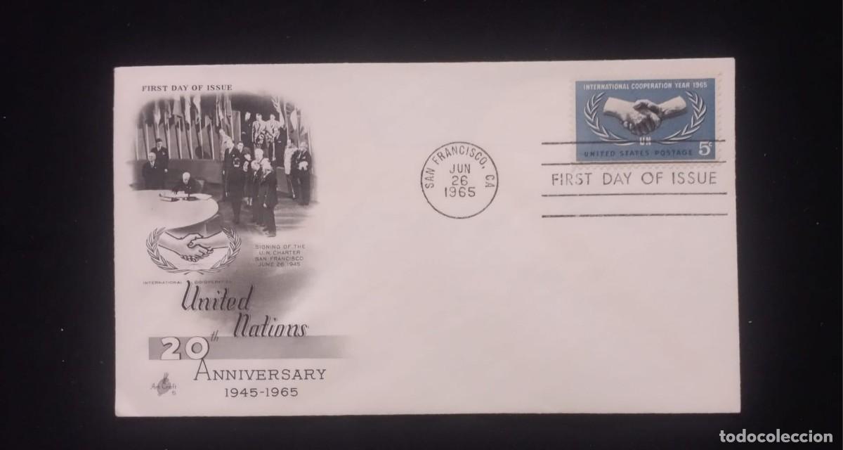 Sellos: TS) 1965 UNITED STATES, FDC,20TH ANNIVERSARY OF THE UN AND YEAR OF INTERNATIONAL COOPERATION,VF.