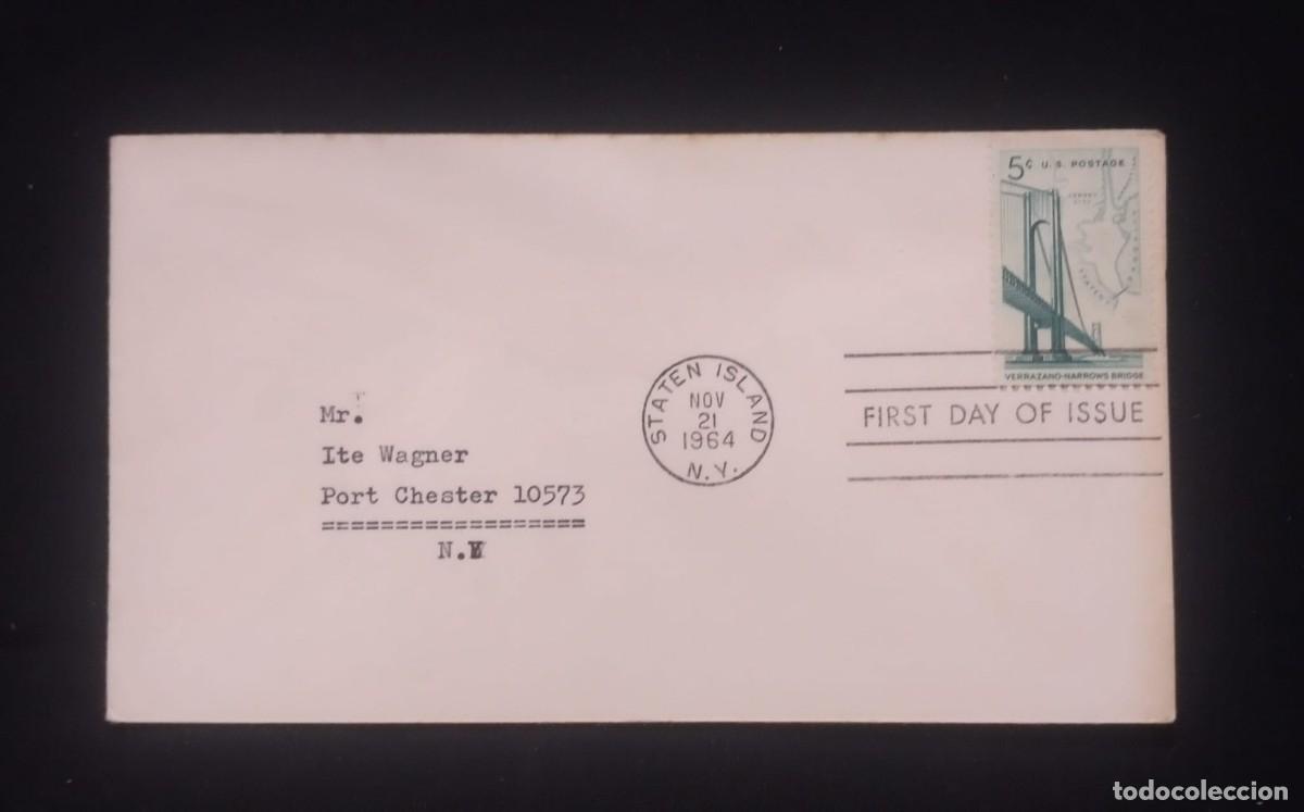 Sellos: TS) 1964 UNITED STATES, FDC,WITH THE INAUGURATION OF THE VERRAZZANO SUSPENSION BRIDGE IN NEW YORK,VF