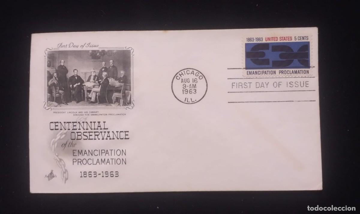 Sellos: TS) 1963 UNITED STATES, FDC,WITH THECENTENARY OF THE ABOLITION OF SLAVERY BY ABRAHAM LINCOLN,XF.