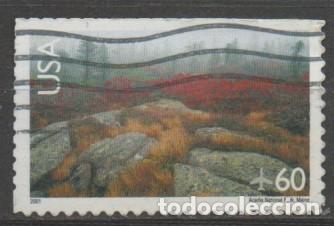 Sellos: ESTADOS UNIDOS IVERT AEREO N&ordm; 130, PARQUE NACIONAL ACADIA EN MAINE, USADO DE CARNET