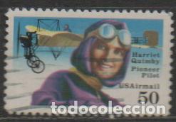 Sellos: Estados Unidos aereo 121, Harriet Quimby, PIONERA DE LA AVIACION, usado