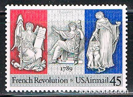 Sellos: Estados Unidos IVERT Aereo N&ordm; 114, bicentenario de la Revoluci&oacute;n Francesa, nuevo **