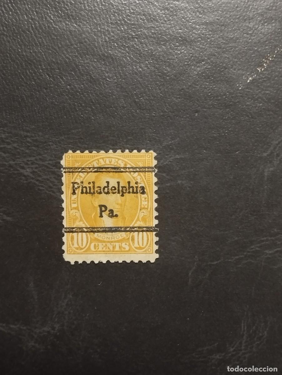 Sellos: 10.09/ Estados Unidos. 10c. Pre matasellado Philadelphia/ Pensilvania