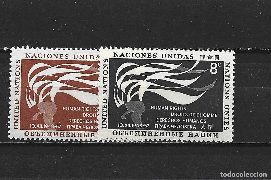 Sellos: NACIONES UNIDAS NUEVA YORK YVERT NUM. 54/55 ** SERIE COMPLETA SIN FIJASELLOS