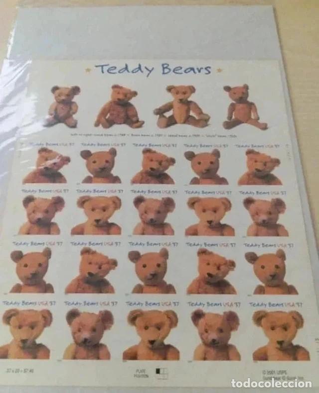 Sellos: Hoja Sellos Vintage Teddy Bears Estados Unidos