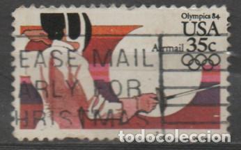 Sellos: Estados Unidos a&eacute;reo 103, juegos ol&iacute;mpicos de Los Angeles, esgrima, usado