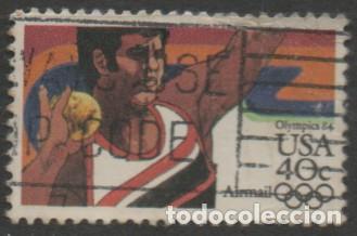 Sellos: Estados Unidos a&eacute;reo 95, juegos ol&iacute;mpicos de Los Angeles, lanzamiento de peso, usado