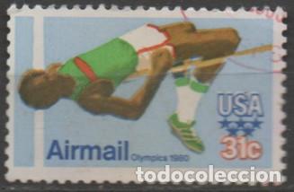 Sellos: Estados Unidos a&eacute;reo 89, juegos olimpicos de Moscu, salto de altura, usado