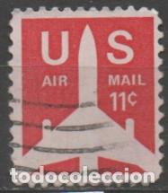Sellos: Estados Unidos a&eacute;reo 74 a, Silueta de un avi&oacute;n de pasajeros, usado