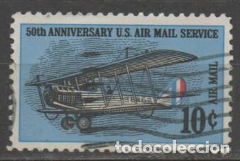 Sellos: Estados Unidos a&eacute;reo 70, Avi&oacute;n Curtiss Jenny, 25 aniversario del correo a&eacute;reo en USA, usado