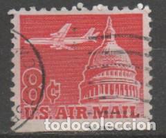Sellos: ESTADOS UNIDOS IVERT AEREO N&ordm; 61, Avi&oacute;n comercial sobre el Capitolio, usado