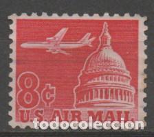 Sellos: ESTADOS UNIDOS IVERT AEREO N&ordm; 61, Avi&oacute;n comercial sobre el Capitolio, nuevo **