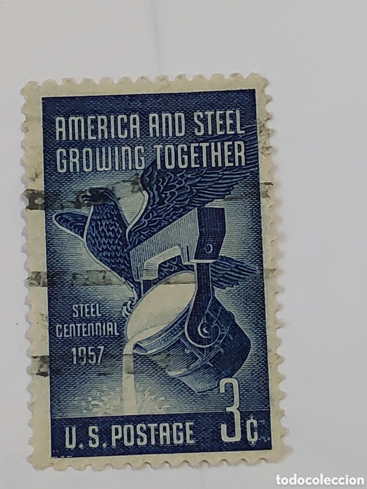 Sellos: Sello de Estados Unidos centenario de la industria Sider&uacute;rgica 1957 usado