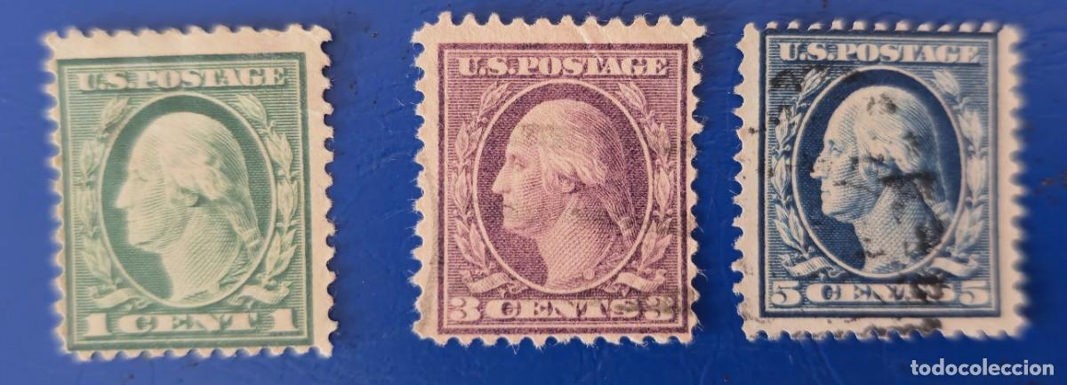 Sellos: Estados Unidos - Lote de 3 Sellos antiguos de Estados Unidos imagen de George Washington