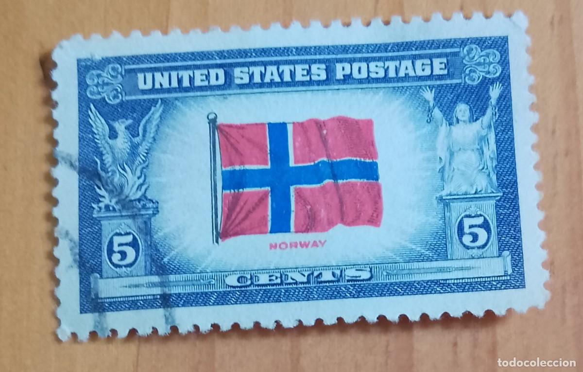 Sellos: EEUU - V/F 5 CENT - A&Ntilde;O 1943 - BANDERA DE NORUEGA